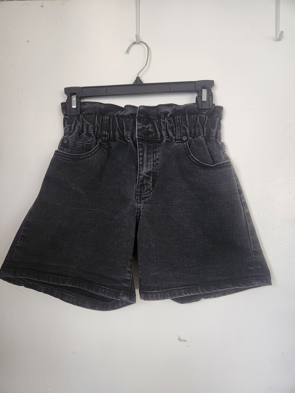 Indigo Black Washed Paperbag Denim Shorts